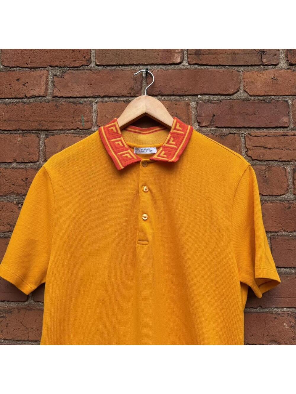 Versace collection orange polo shirt 00s L